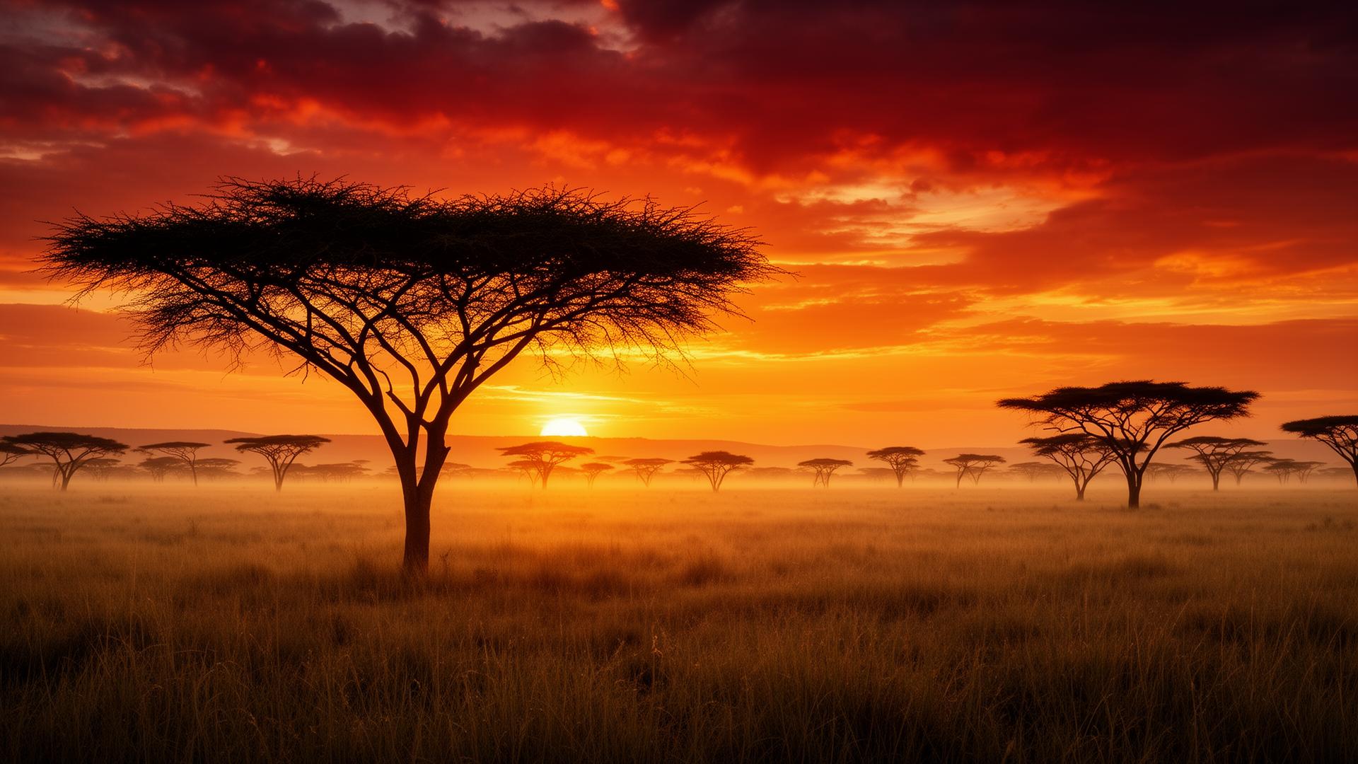 African savanna at sunset